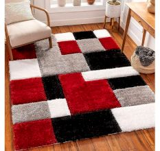 Cozy Red Shaggy Bedroom Rug